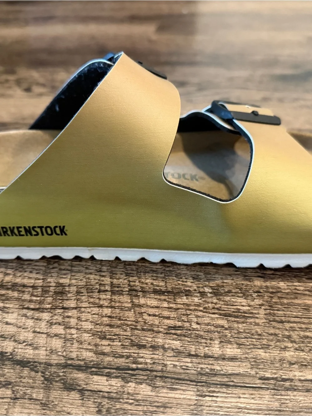 Birkenstock Men’s Two-Strap Sandals in Tan and green
